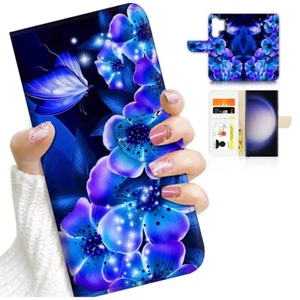 ( For Samsung S24 Ultra ) Wallet Flip Case Cover AJ24503 Glowing Flower - Picture 1 of 7