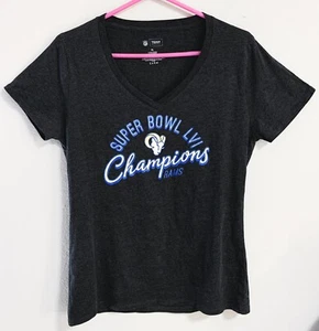 NFL Team Apparel Girls XL Super Bowl LVI Champions LA Rams V-Neck T-Shirt Tee - Picture 1 of 6