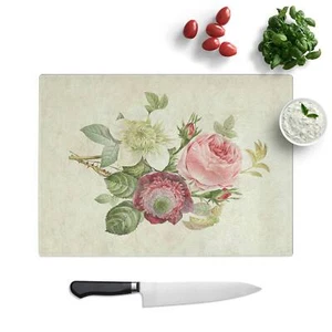 Rosa Anemone Rose Schneidebrett Glas Struktur Schneiden Arbeitsplatte Sparer Küche - Bild 1 von 6