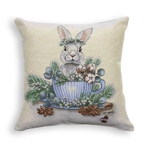 Coussin Décoratif De Pâques En Gobelin Décoration Pâques Lapin Dans Tasse 7026 - Bild 1 von 6