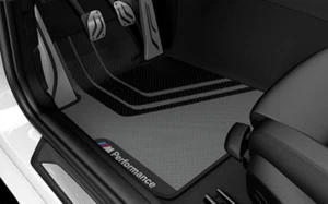 BMW New Genuine M Performance RHD Front Floor Mats Set 1 & 2 Series 51472407300 - Picture 1 of 6