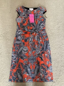 Ladies Ronni Nicole Size 14 Orange Floral Design Lined Dress Built In Shaping!!. - Picture 1 of 24