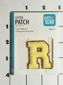Yellow Letter "R" Patch Embroidered Chenille Self Adhesive Alphabet Uniform - Picture 1 of 1