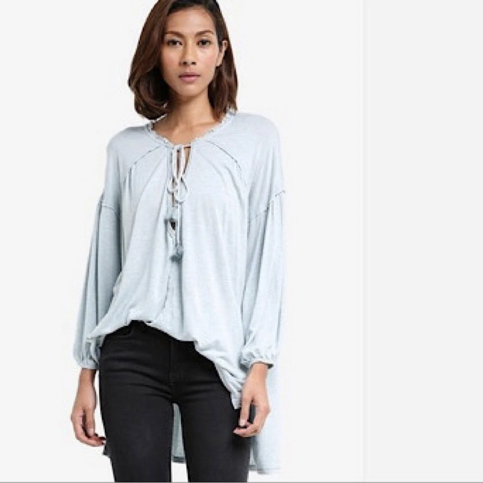 People Just a Henley Oversized Tunic Tee Top Pink Medium M OB758410