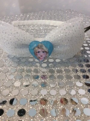 Disney White Frozen Elsa and Anna Bow Girls Glitter Headband - Image 1 of 4