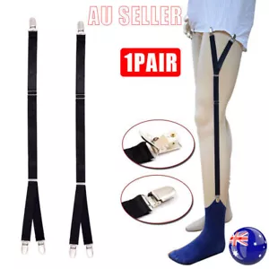 1 Pair Y Style Shirt Stays Mens Garters Suspenders Military Uniform Holder Sock - Picture 1 of 12