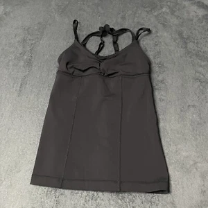 Lululemon Tank Top Womens 4 Black Double Strap Athletic Built In Shelf Bra Rouch - Picture 1 of 6
