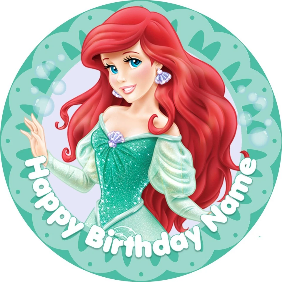 COMESTIBLE La Sirenita Ariel Princesa Pastel Topper Oblea Papel 7.5" (sin cortar) Foto 1 de 1