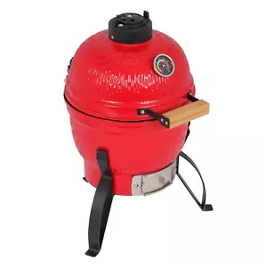 High Efficiency Red Egg Shaped Ceramic Kamado Charcoal Grill 13 Inch Diameter - Picture 1 of 17