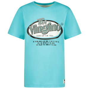 Vingino Boys T-Shirt Hebor mit Logo Print Island Blue NEU F/S 2024 Gr. 140 / 10Y