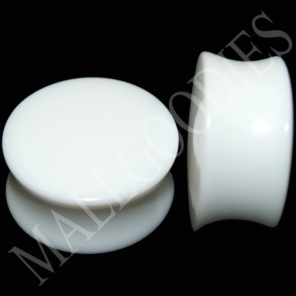 0447 Sela de alargamento duplo branco sólido acrílico tampões de ouvido 1" uma polegada 25mm - Imagem 1 de 1