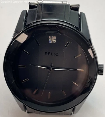 Relic His & Hers Watches Gold & Black Tone Rhinestone Analog 196.9g - Image 1 of 4