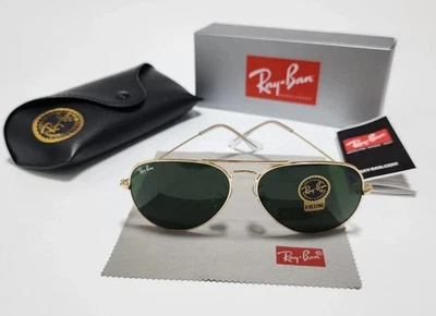 Gafas de sol Ray-Ban RB3025 Aviator Pilot marco dorado lentes verdes 58 mm nuevas