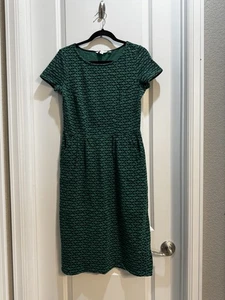 "Vestido Boden estampado verde 6 altos cuello redondo manga corta axila a axila 19"" bolsillos" - Imagen 1 de 7