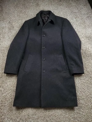 Lauren Ralph Lauren Overcoat Mens 38R Wool Cashmere Blend Brown Herringbone - Image 1 of 4