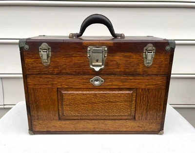 VTG H. Gerstner & Son 7 Drawers Oak Wood Machinist Tool Chest Box Model 041A - Image 1 of 4