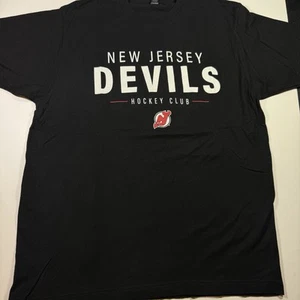 Adult Large New Jersey Devils Hockey Club T-Shirt Black - Picture 1 of 5