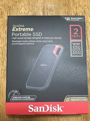 SanDisk Extreme Portable 2TB External USB-C NVMe SSD - Black, Brand New - Sealed - Image 1 of 2