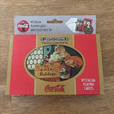Coca-Cola  Santa Nostalgia Playing Cards in Tin 1998 Limited Edition Two Decks  - Image 1 of 4