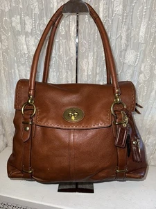Bolso de mano Coach 15404 XL Hampton de cuero granulado con solapa coñac para mujer Japón - Imagen 1 de 12