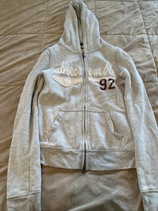 Vintage Abercrombie & Fitch Kids Gray Zip-Up Hoodie, Size XL - Picture 1 of 5