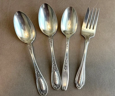 Винтажные сервировочные ложки и вилки 1835 R Wallace Blossom посеребренные / поделки - Изображение 1 из 4