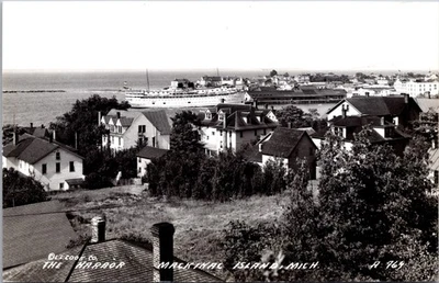 RPPC Mackinac Island Michigan Harbor View with Steamer Ship L.L. Cook Co. - Image 1 of 2