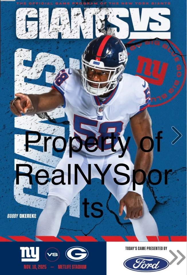 2025 NEW YORK GIANTS GREEN BAY PACKERS PROGRAM 11/16 - Image 1 of 1