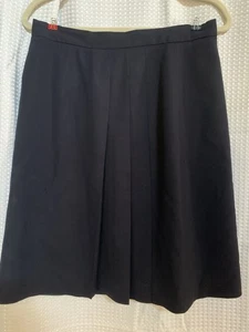 Vintage Wool Pleated Midi Skirt Women’s Size 14 JH Collectables Navy Academia - Picture 1 of 6