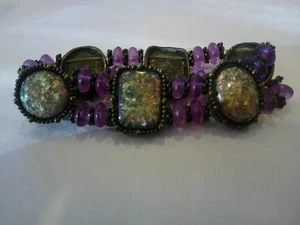 Pulsera Vintage FLORENZA Tono Dorado Estrás Estilo Victoriano CUALQUIER AYUDA CON PIEDRA - Imagen 1 de 10