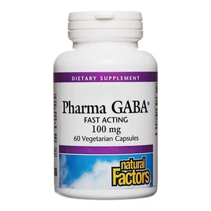 Natural Factors, Stress Relax Pharma G-A-B-A, 100mg, 60 capsules végétaliens - Imagen 1 de 2