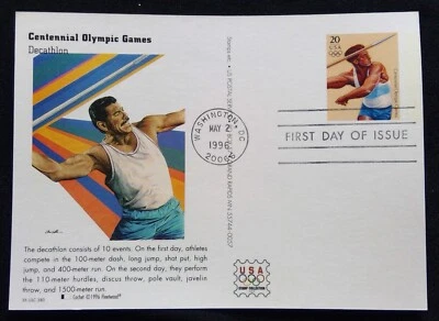 Scott UX246 FDC Decathlon Summer Olympics Type Post Card Fleetwood Cachet - Image 1 of 3