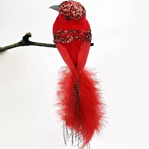 6 PCS Red Birds Cardinal with Clip Christmas Tree Decoration Artificial Red Bir - Picture 1 of 12