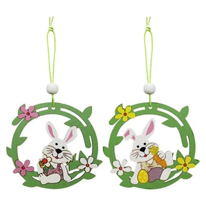 3pcs Easter Wooden Ornaments for Tree Wooden Hollowed out Easter Tree Pendant - Picture 1 of 14