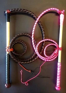 COMBO AND SAVE $$$$$ leather 6ft Red Hide Stock Whip + 4ft Pink Stock whip - Picture 1 of 5