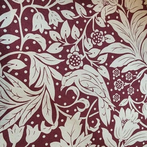 Cortinas de tela de algodón pesadas estilo ladrón de fresas rojas estilo William Morris - Imagen 1 de 5