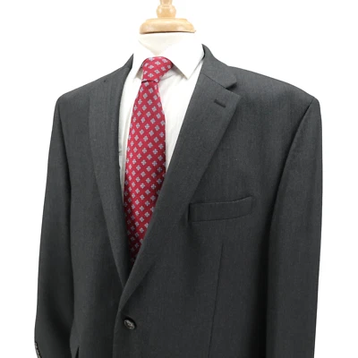 Chaps Dark Charcoal Gray Stretch Fabric Herringbone Blazer Sport Jacket 48R - Image 1 of 4