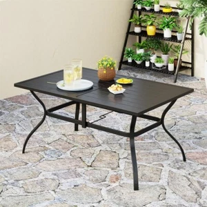 60''Patio Dining Table for 6 Person Rectangular Metal Patio Outdoor Dining Table - Picture 1 of 8