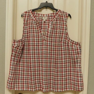ST. JOHN'S BAY Women’s Split Neck Pullover Tank Multicolor Plaid Plus 4X NWT - Picture 1 of 22