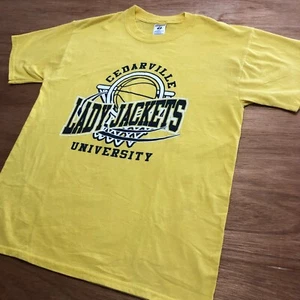 CEDARVILLE UNIVERSITY Lady Jackets T-Shirt Sz M Basketball 50/50 Jerzees - Picture 1 of 15