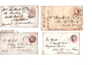 c1870 QV 1d Pink Postal Stationery Cheltenham Southport London Postal History - Picture 1 of 6