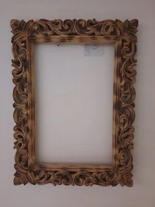 Handmade Burnt Wood Mirror/Photo Frames 1 on 1 Free Natural Wood Vintage Wallart - Picture 1 of 12