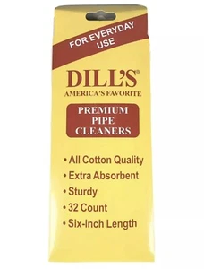 Dill's Premium Tobacco Pipe Cleaner 6” Pack Of 32 Extra Absorbent Cotton Sturdy - Picture 1 of 3