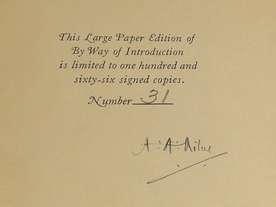 By Way of Introduction A. A. Milne 31/166 Signed Limited Edition 1929 — 第 1/4 张图片