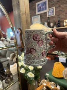 Nippon H.P. Red Roses & Lavender Flowers Moriage Stein Mug - Picture 1 of 7