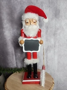 Santa Claus Advent Nutcracker Countdown To Christmas Wooden 14.5" Chalkboard - Picture 1 of 7