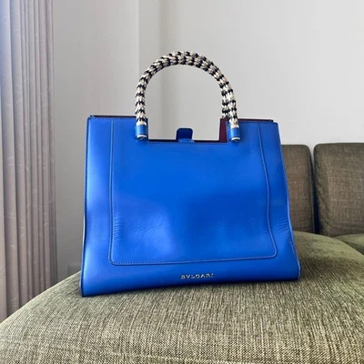 Bolso de Mano Bvlgari Serpenti Scalier Cuero Azul Usado Dañado Foto 1 de 4