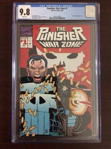 CGC 9.8 Punisher War Zone 1 Die Cut Cover John Romita Jr White Pages - Imagen 1 de 3