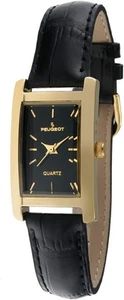 Peugeot Women's Classic 14Kt Gold Plated Watch, Rectangular Tank Shape Black - Picture 1 of 5