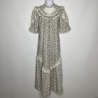 Vintage 70s Carol Bennett Calico Print Ruffled Lace Prairie Dress Muumuu Size XS